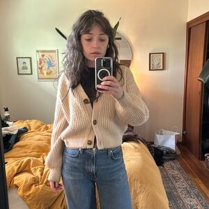 Scotch & Soda cream wool blend cardigan sz small